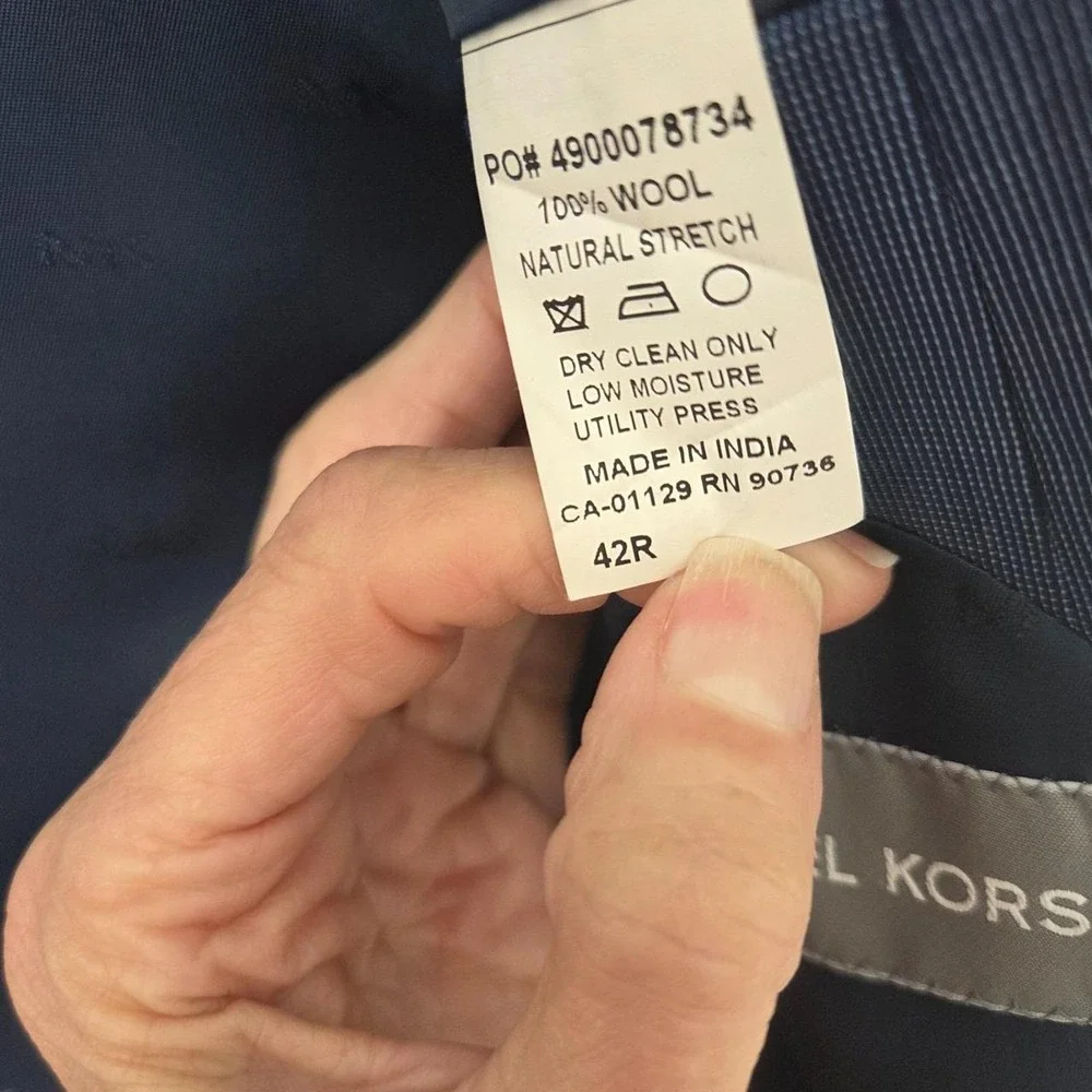 NWOT-Michael Kors Blazer Modern Classic Preppy 100% Wool Blue MicroCheck Men 42R